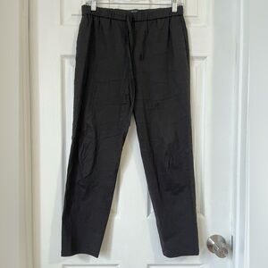 Theory Black Linen Blend Straight Leg Crop Pants Size Small